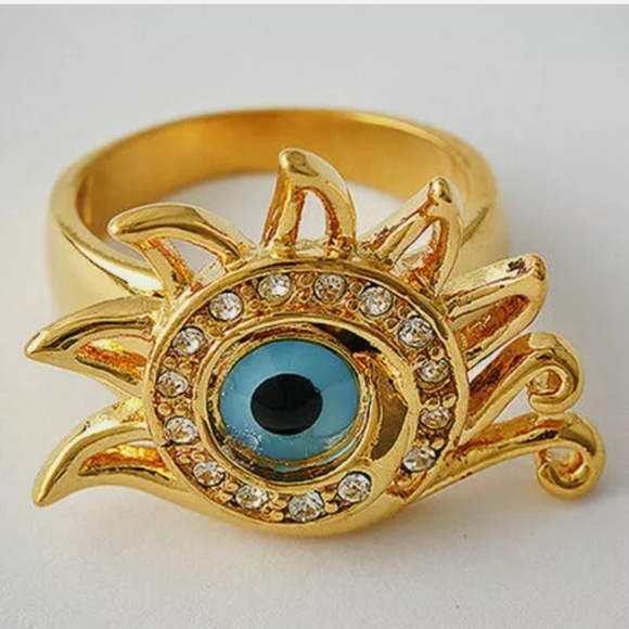 New Gold and Crystal Evil Eye Protection Ring. - Picture 2 of 4